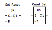 Set Restet (SR) eta Reset Set (RS) blokeen sinboloak agertzen dira.